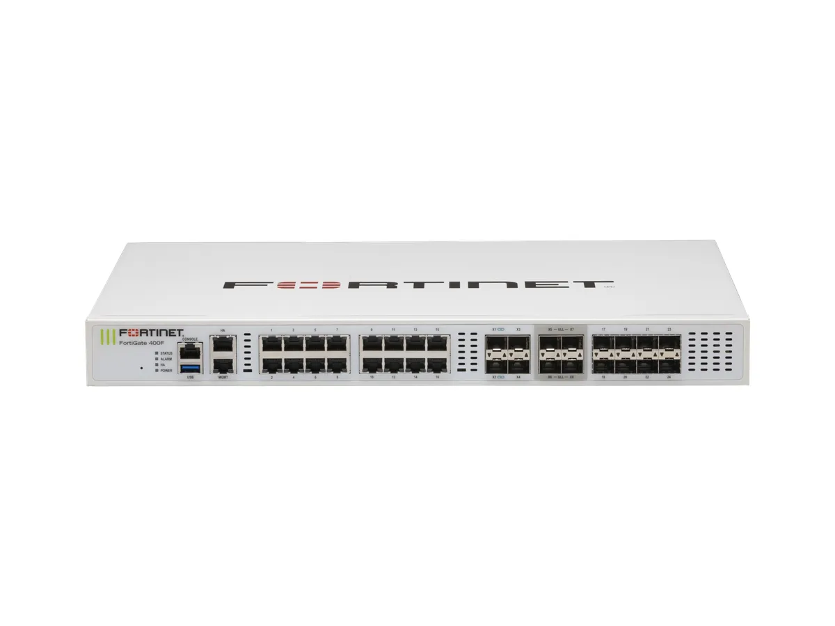 FortiGate 400F manufacturer series of devices external reference map; not based on actual ports, SSD and power supply configuration