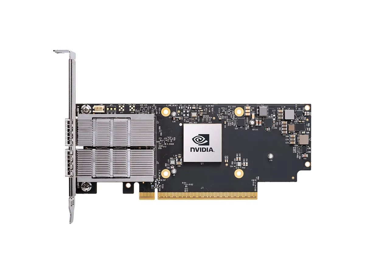 The official board card of the NVIDIA Connect X-7 series